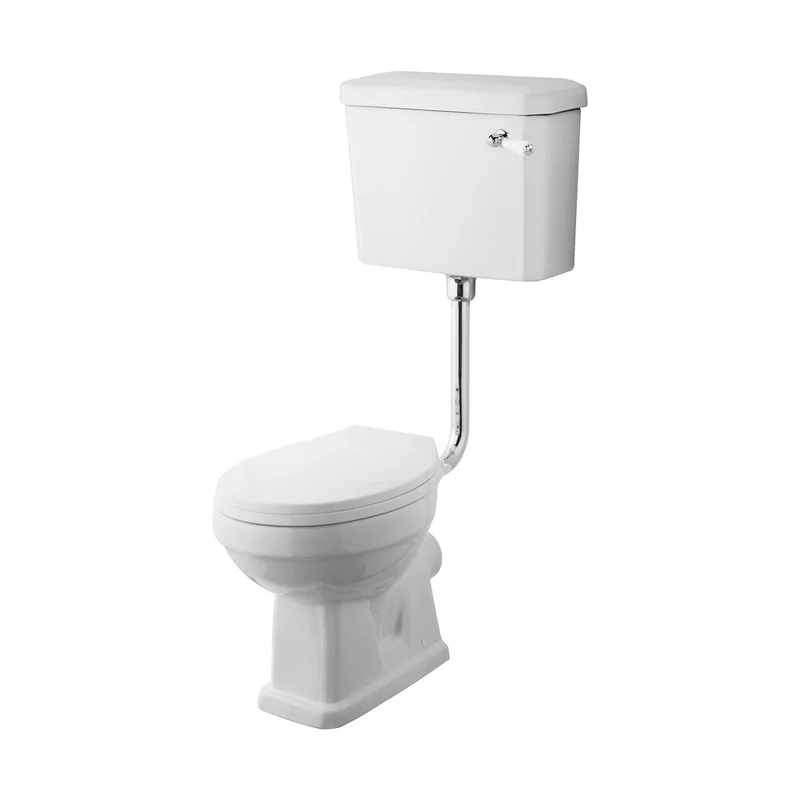 Nuie Carlton Low Level Pan, Cistern & Flush Pipe Kit Traditional White Vitreous China 985x472x660mm