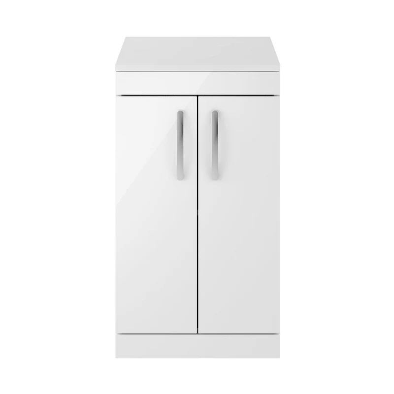 Nuie Athena 500mm Floor Standing Vanity With Worktop Contemporary Gloss White MFC Painted Gloss 883x505x390mm
