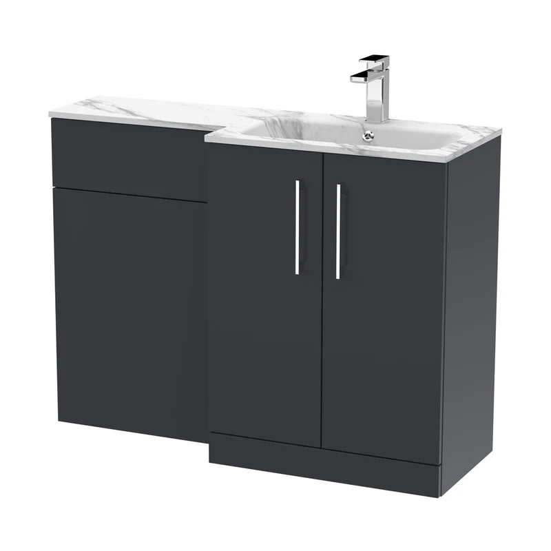 Nuie Arno 1100mm Right Hand Combination Contemporary Soft Black MFC Painted Matt,stone 858x1105x390mm - ARN1413R