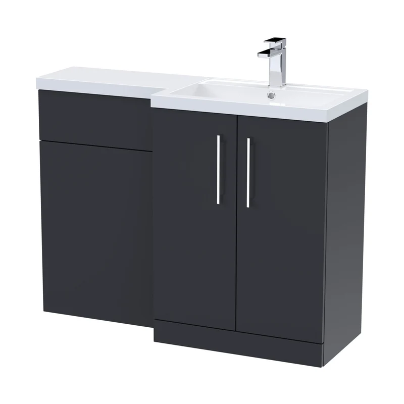 Nuie Arno 1100mm Right Hand Combination Contemporary Soft Black MFC Painted Matt 858x1105x390mm