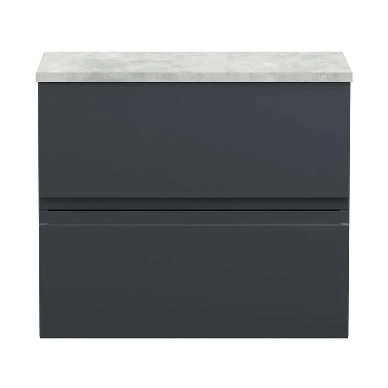 Hudson Reed Urban 600mm Wall Hung 2 Drawer Vanity & Laminate Top Contemp Soft Black MFC Painted Matt 522x610x390mm - URB1404LBG