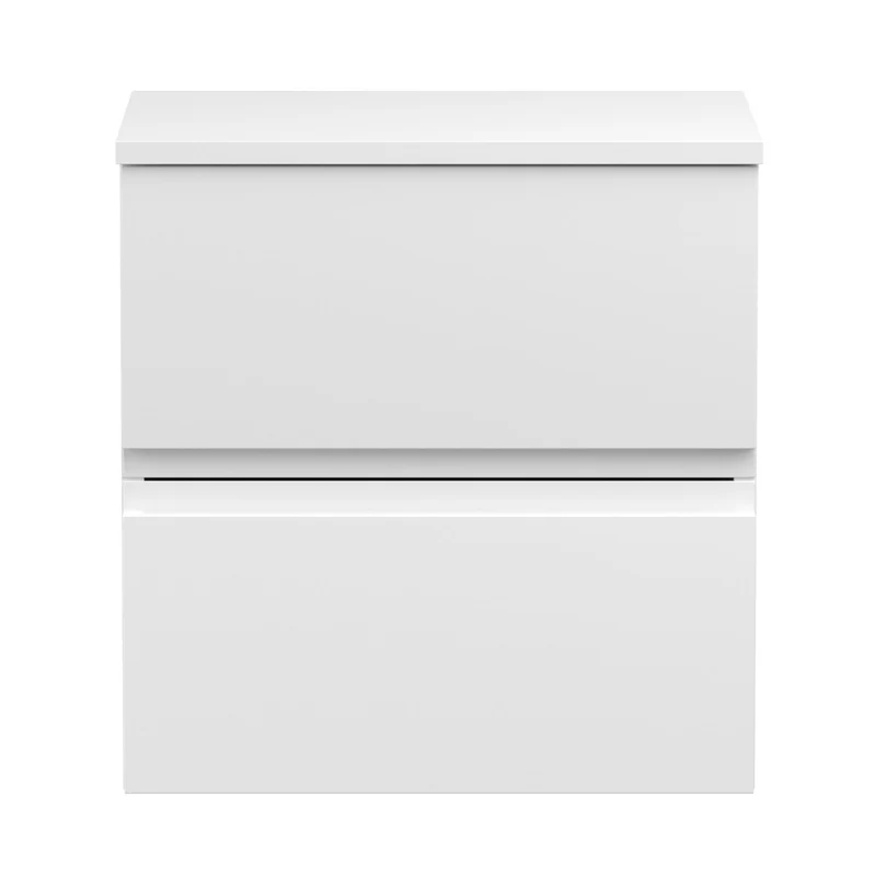 Hudson Reed Urban 500mm Wall Hung 2-drawer Vanity Unit & Worktop Contemp Satin White MFC Painted Matt 518x505x390mm