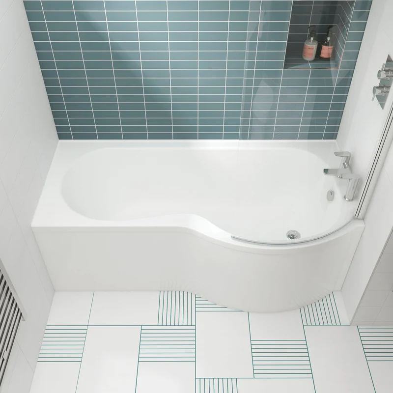 P-Shaped Shower Bath - 1500mm x 850mm, Right Hand