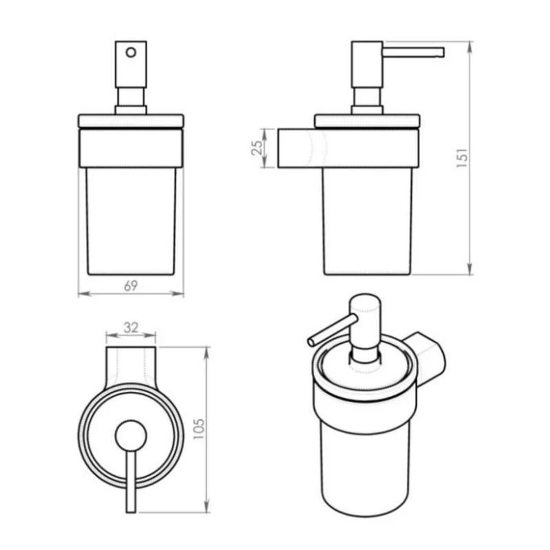 Gedy Pirenei Soap Dispenser - Brushed Nickel