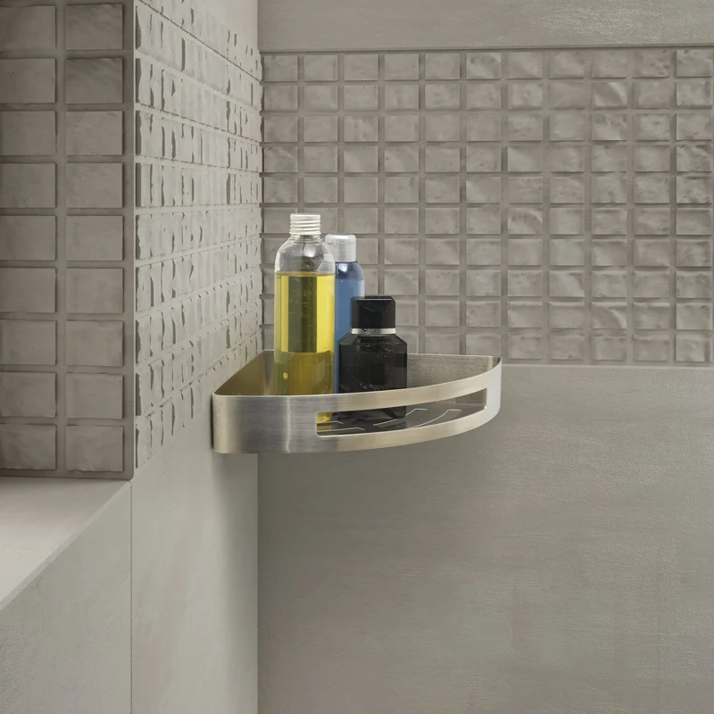Nerva Corner Shower Basket - Brushed Stainless Steel