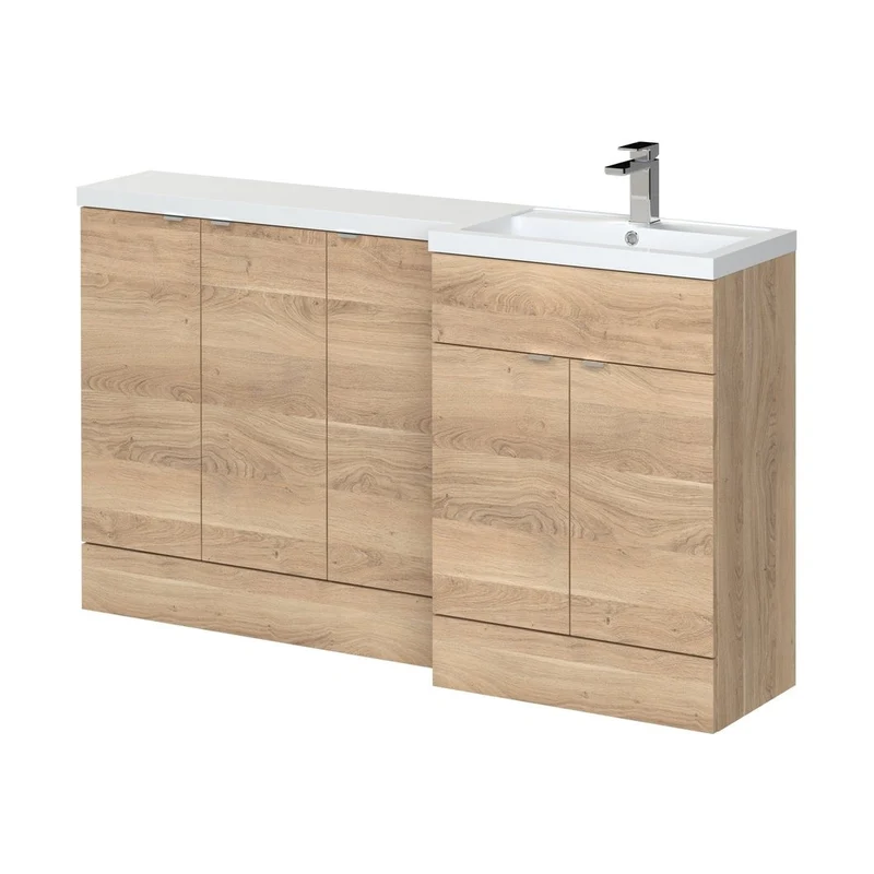 Hudson Reed Fusion 1500mm Right Hand Combination Contemp Bleached Oak MFC Textured Woodgrain 904x1505x355mm - CBI3018