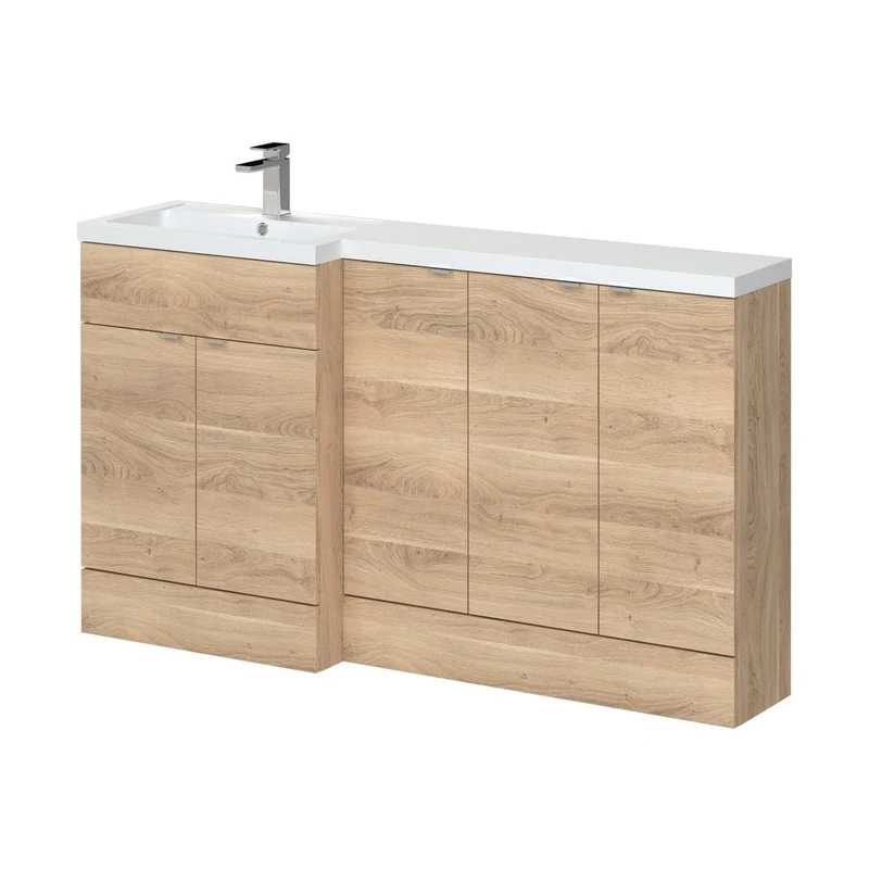 Hudson Reed Fusion 1500mm Left Hand Combination Contemp Bleached Oak MFC Textured Woodgrain 904x1505x355mm - CBI3017