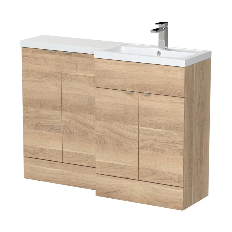 Hudson Reed Fusion 1200mm Right Hand Combination Contemp Bleached Oak MFC Textured Woodgrain 904x1203x355mm - CBI3012