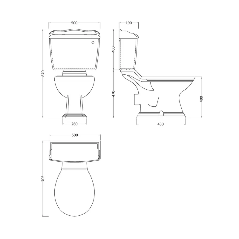 Hudson Reed Chancery Close Coupled Pan & Cistern Trad Gloss White Vitreous China 845x515x710mm