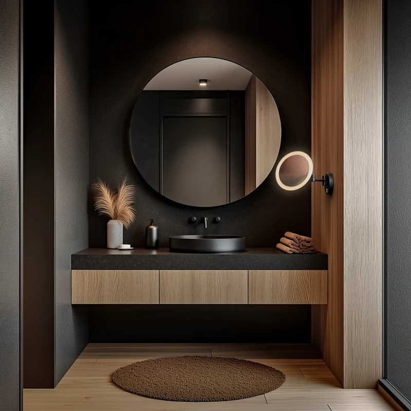 Sloane Round 3x LED Magnifying Mirror - Matt Black