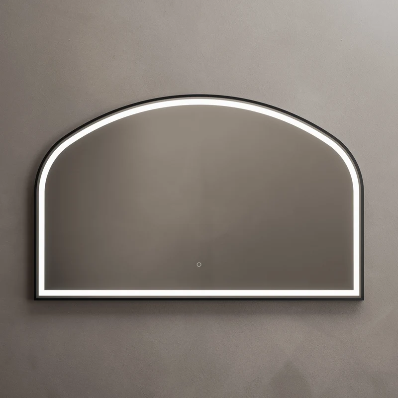 Lomax Light Overmantle Arch Illuminated Mirror 120 x 75cm - Brushed Black