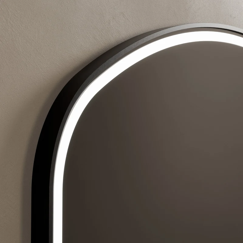 Lomax Light Overmantle Arch Illuminated Mirror 120 x 75cm - Brushed Black