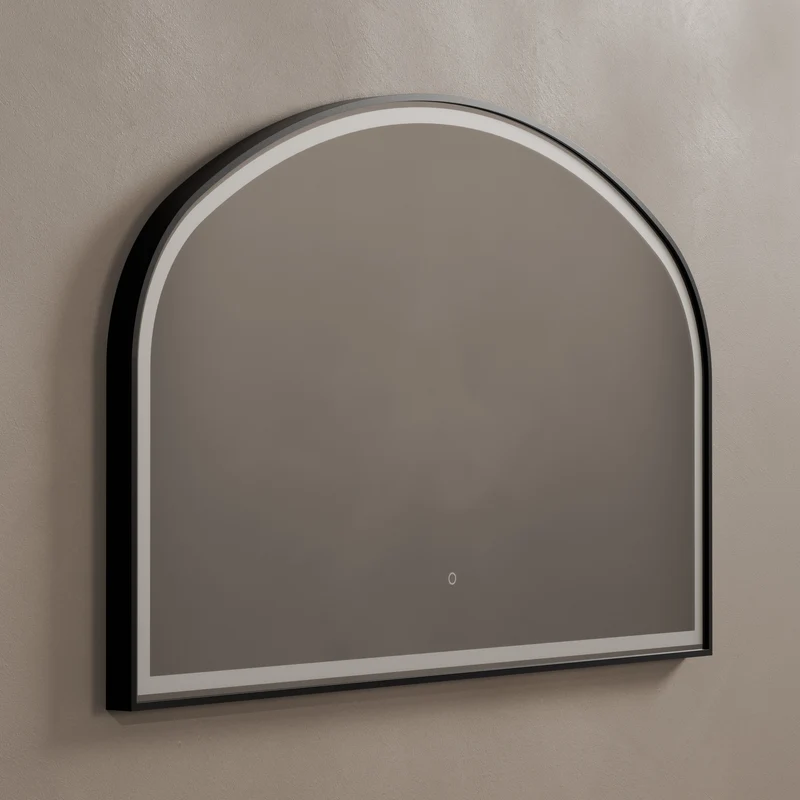 Lomax Light Overmantle Arch Illuminated Mirror 120 x 75cm - Brushed Black