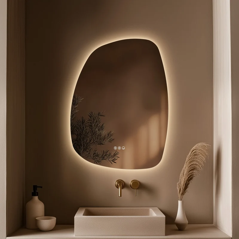 Claris Organic Illuminated Mirror 60 x 80cm with Adjustable Dotless Lighting and Demister