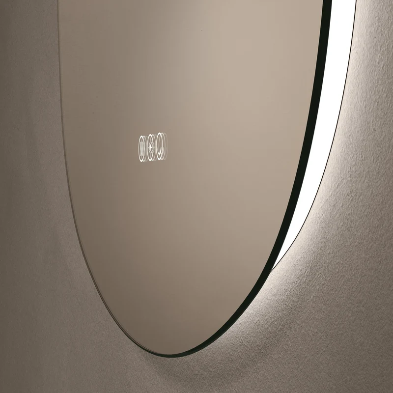 Claris Curve Oblong Illuminated Mirror 70 x 78cm with Adjustable Dotless Lighting and Demister