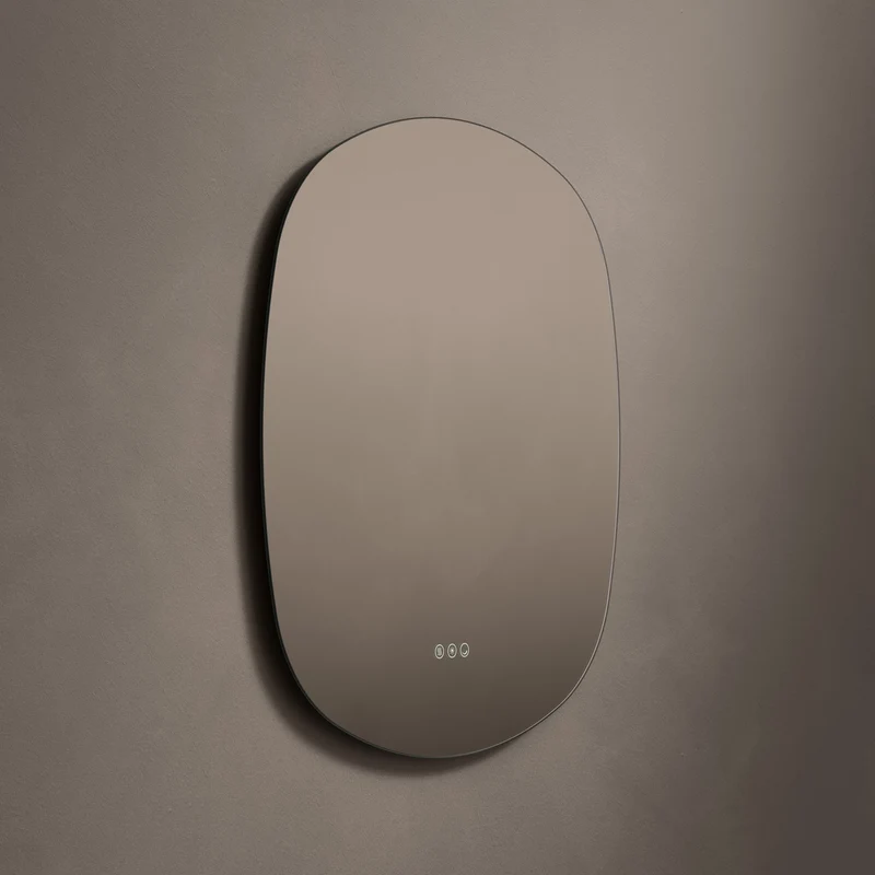 Claris Curve Oblong Illuminated Mirror 70 x 78cm with Adjustable Dotless Lighting and Demister