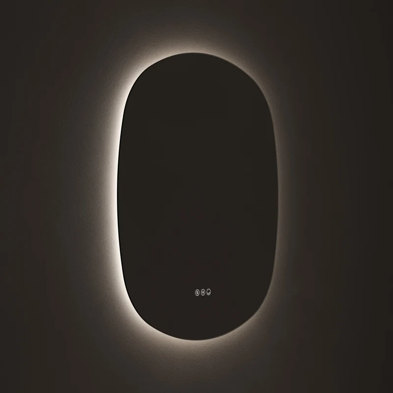 Claris Curve Oblong Illuminated Mirror 70 x 78cm with Adjustable Dotless Lighting and Demister