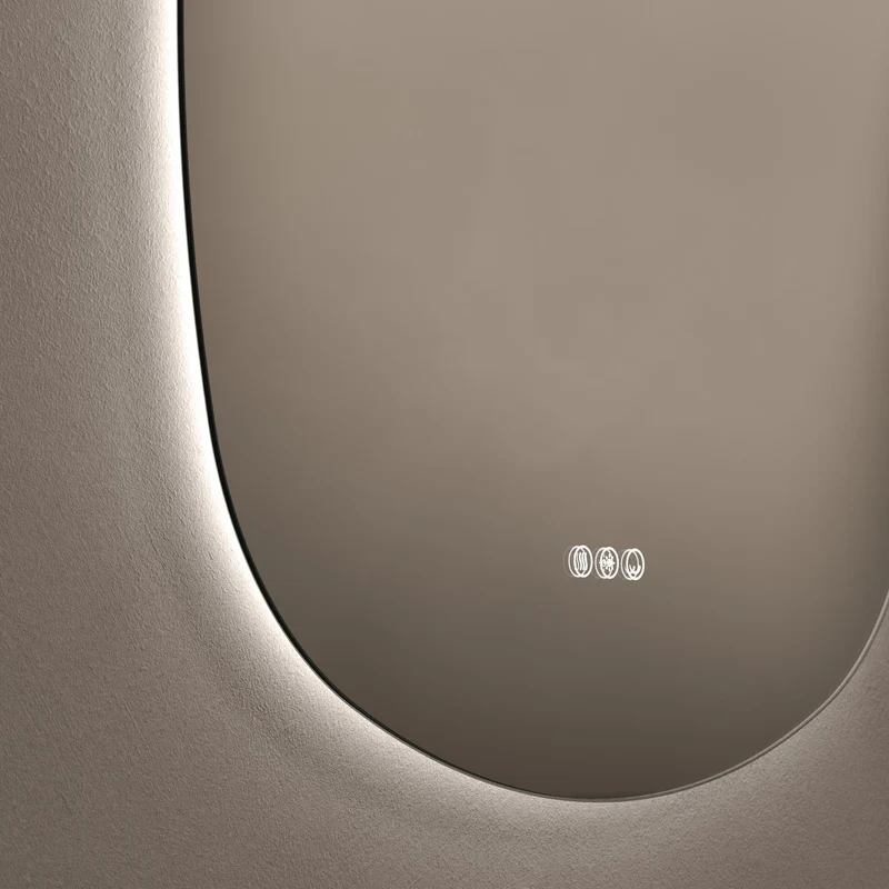 Claris Curve Oblong Illuminated Mirror 70 x 78cm with Adjustable Dotless Lighting and Demister