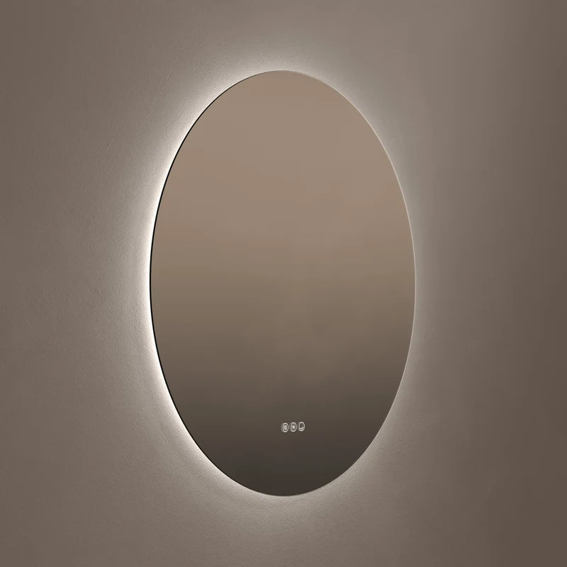 Claris Round Illuminated Mirror 80cm with Adjustable Dotless Lighting and Demister