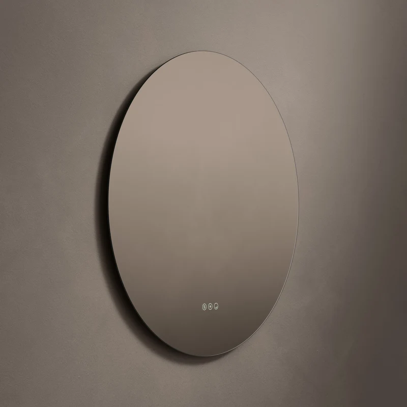Claris Round Illuminated Mirror 80cm with Adjustable Dotless Lighting and Demister