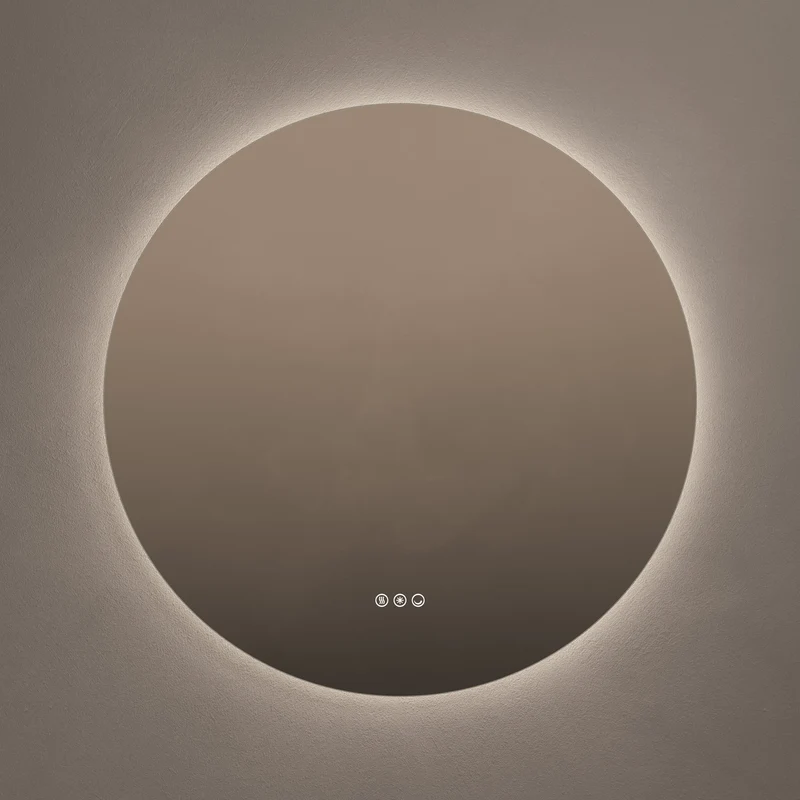 Claris Round Illuminated Mirror 80cm with Adjustable Dotless Lighting and Demister