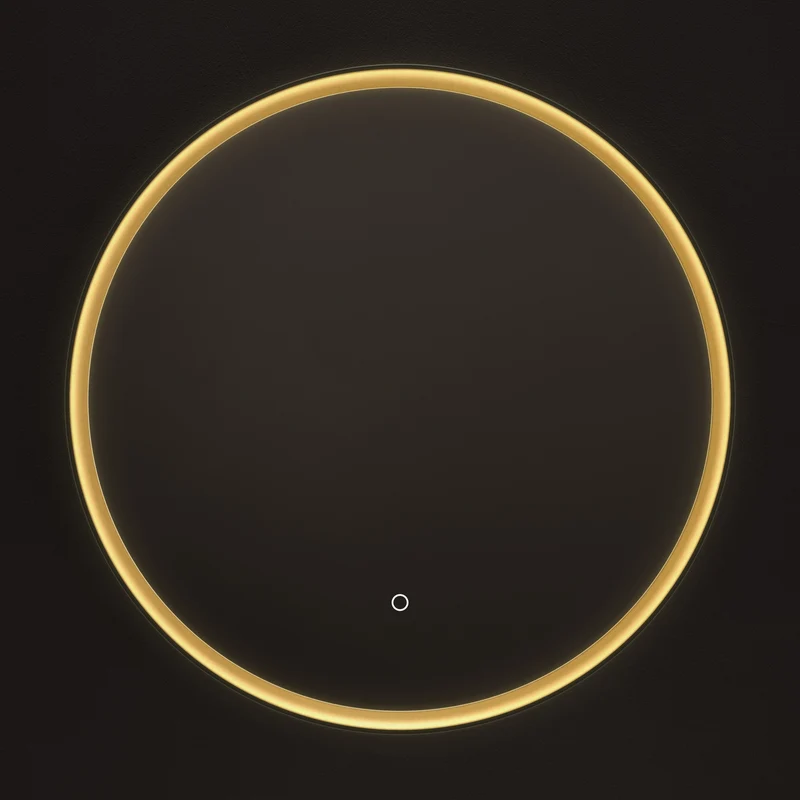 Luxor Round Illuminated Mirror 80cm - Gold & Black