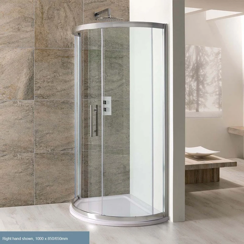 Volente Spacesaver Left Hand 1000 x 850mm Offset Quadrant Shower Tray - White
