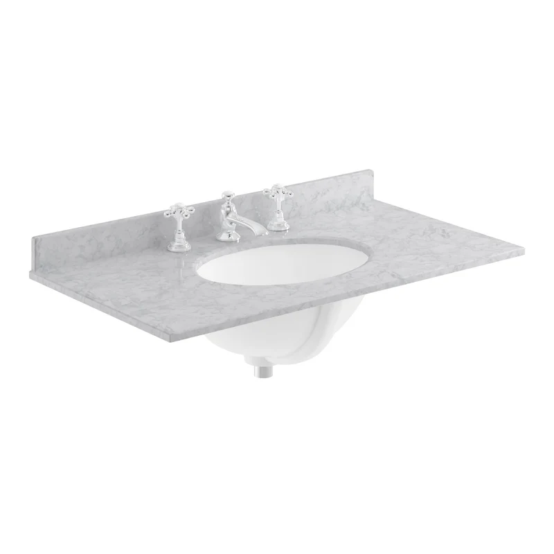 Classique 800mm Wall Hung Vanity Unit With 1 Drawer With Grey Marble Worktop With Round Basin - Satin Soft Black