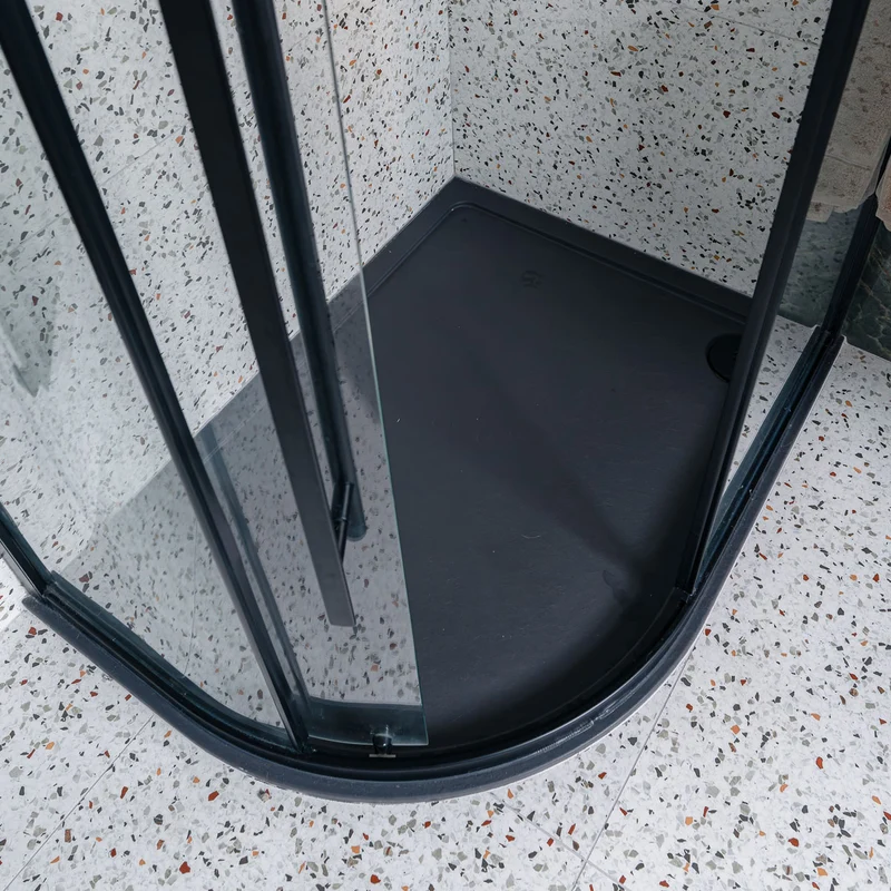 Nuie 1200 x 900mm Offset Quadrant Shower Tray - Left Hand - Slate Grey