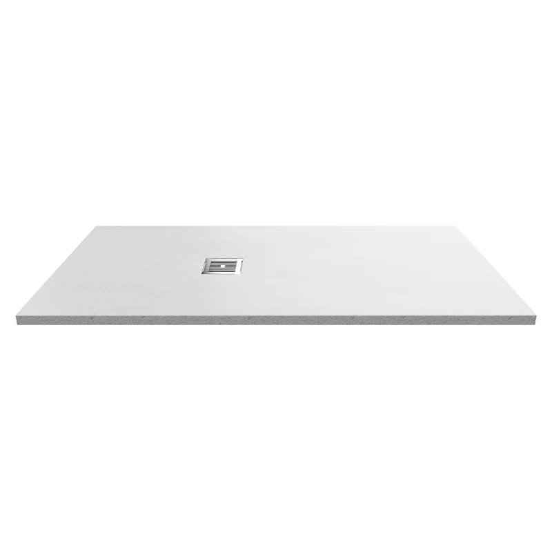 Nuie Pearlstone 1600 x 900mm Slate Rectangular Shower Tray - White