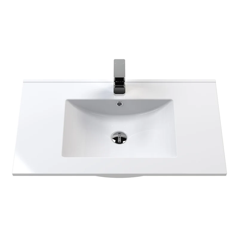 Classique 800mm Wall Hung Vanity Unit With 1 Drawer With Minimalist Ceramic Basin - Satin Green