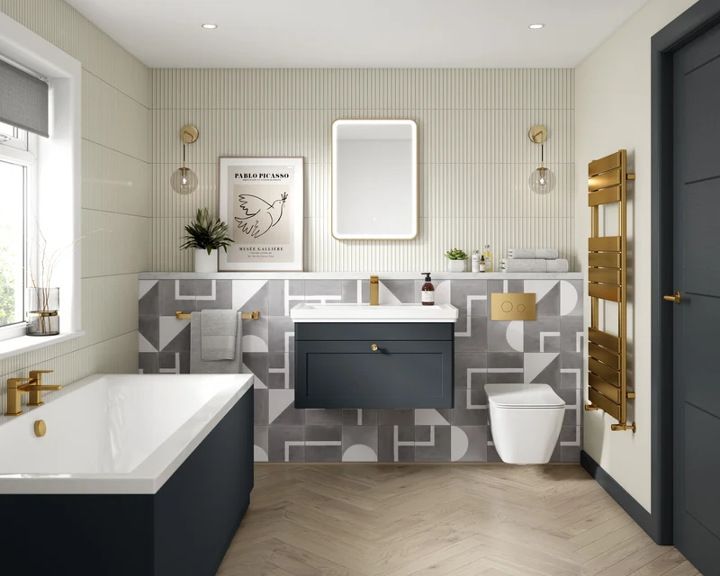 Classique 800mm Wall Hung Vanity Unit With 1 Drawer With Fireclay Basin - Satin Soft Black