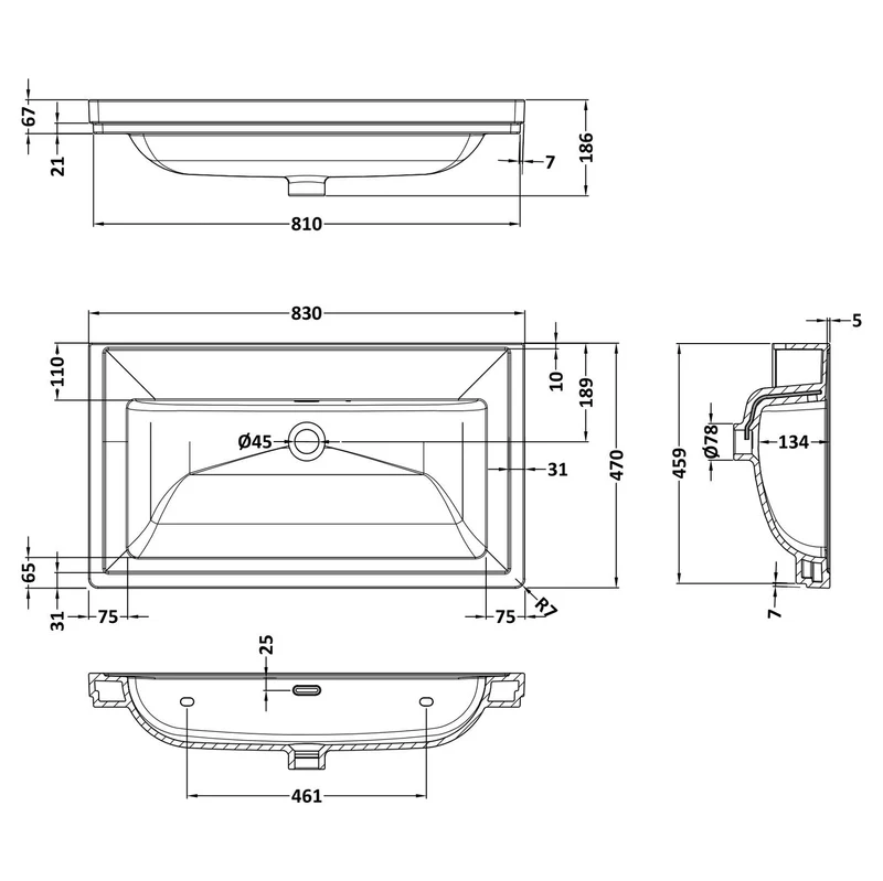 Classique 800mm Wall Hung Vanity Unit With 1 Drawer With Fireclay Basin - Satin White