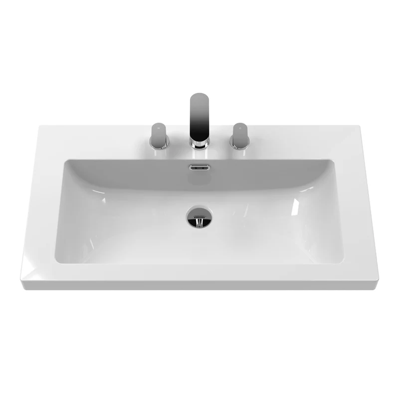 Classique 800mm Wall Hung Vanity Unit With 1 Drawer With Contemporary Basin - Satin Soft Black