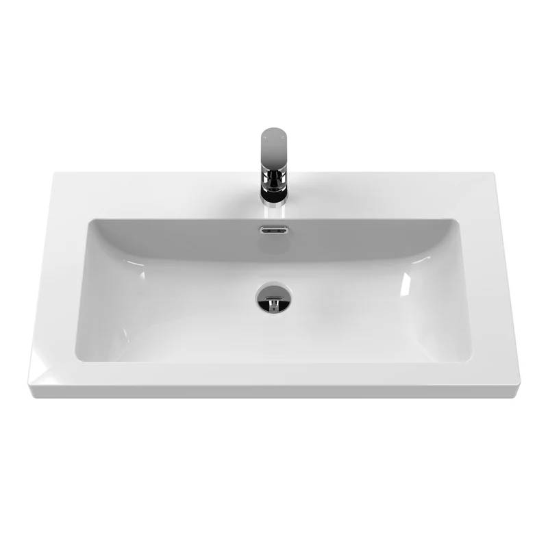 Classique 800mm Wall Hung Vanity Unit With 1 Drawer With Contemporary Basin - Satin White