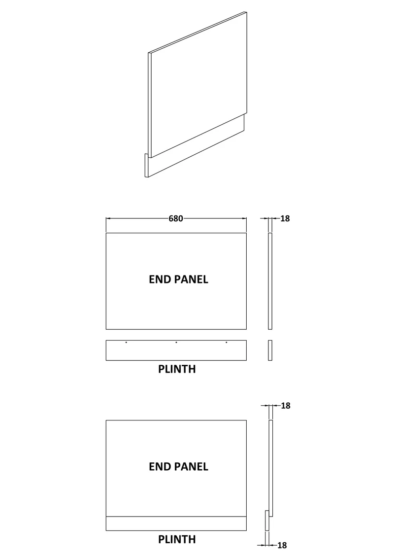 700mm Bath End Panel - Anthracite Woodgrain