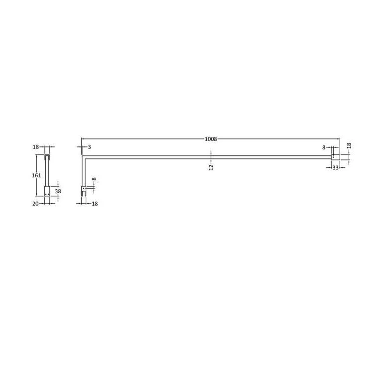 Wetroom Screen Support Arm Bar - Chrome