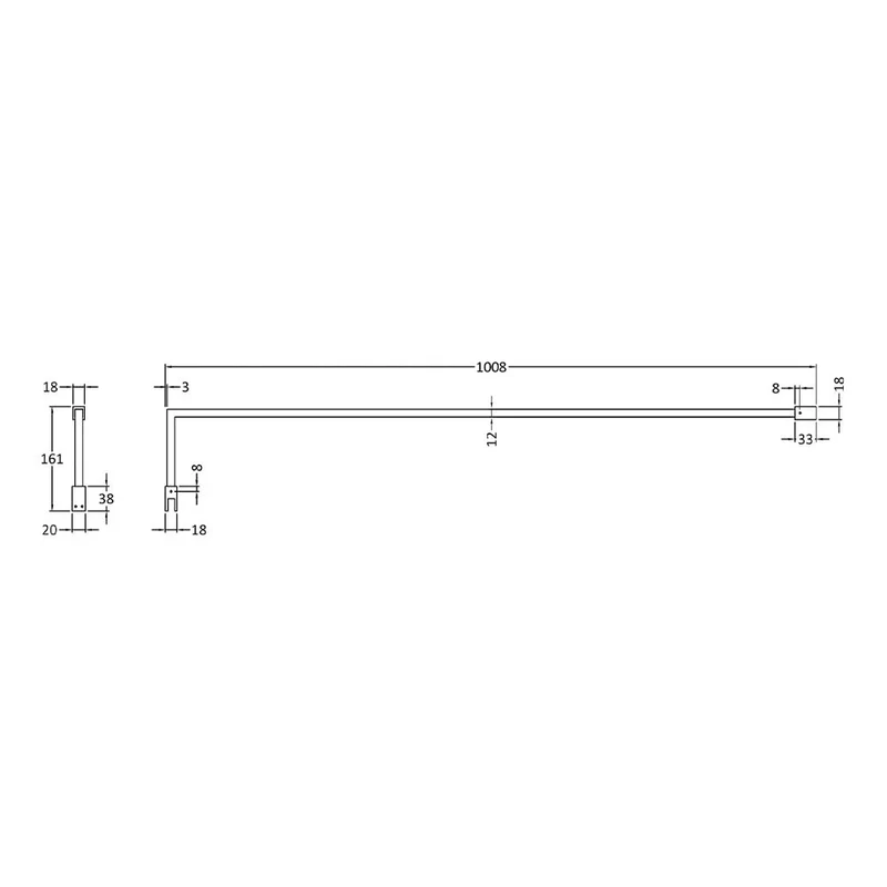 Wetroom Screen Support Arm Bar - Black