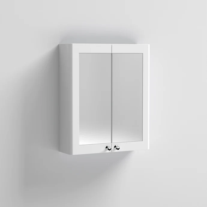 Classique 600mm Mirror Cabinet - Satin White