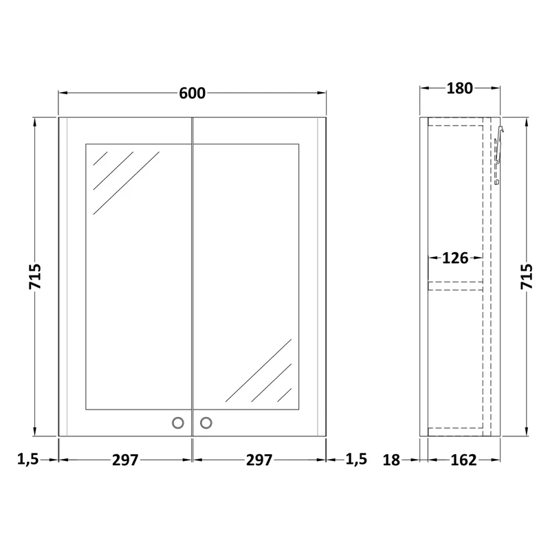 Classique 600mm Mirror Cabinet - Satin Green