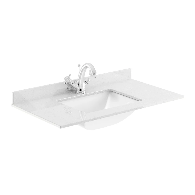 Classique 800mm Floor Standing Vanity Unit With 2 Doors With White Marble Worktop With Square Basin - Satin Green