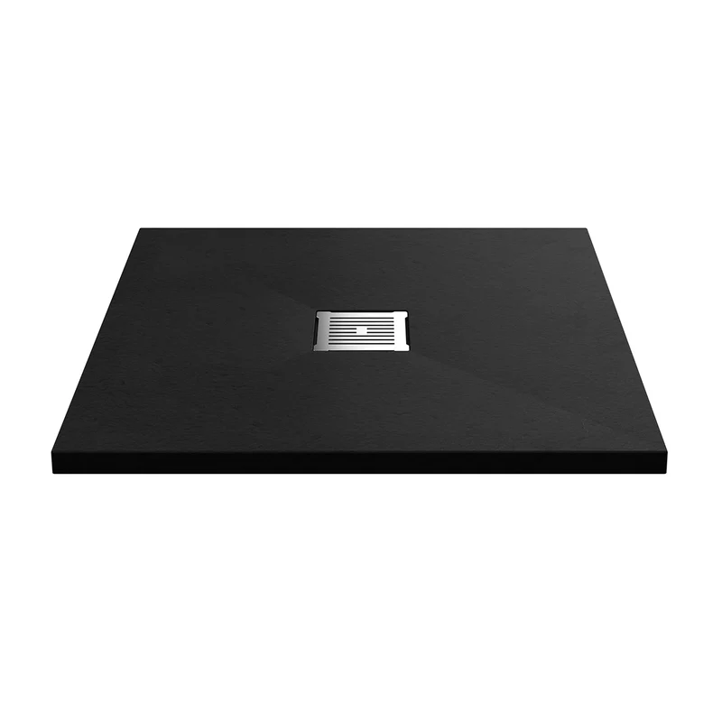 Nuie Pearlstone 800 x 800mm Slate Square Shower Tray - Black