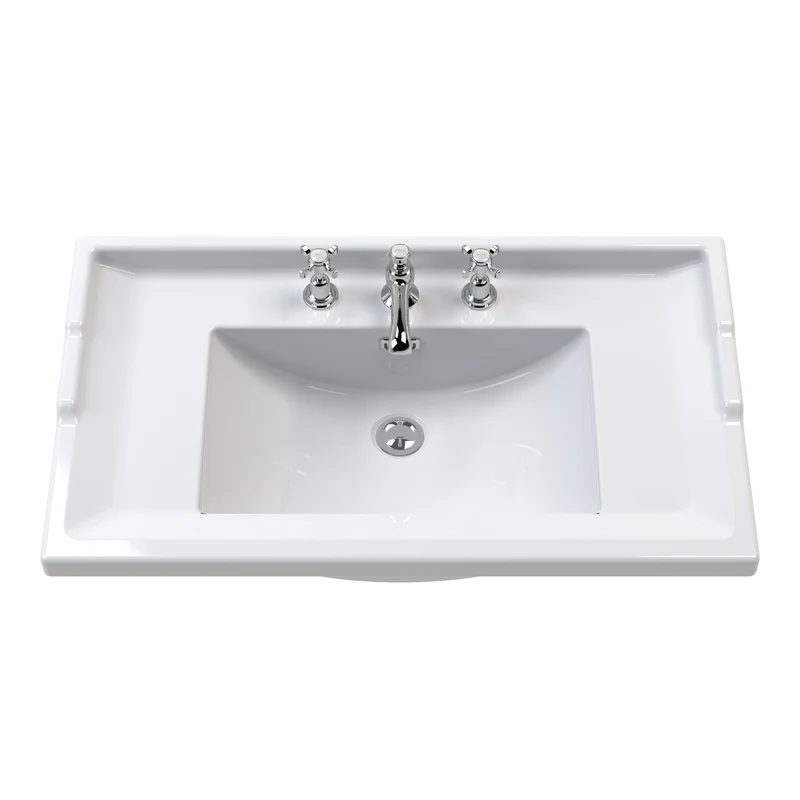 Classique 800mm Floor Standing Vanity Unit With 2 Doors With Traditional Basin - Satin Soft Black