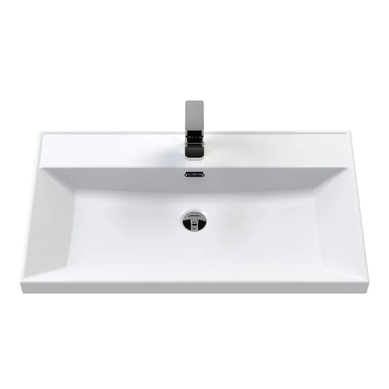 Classique 800mm Floor Standing Vanity Unit With 2 Doors With Thin Edge Ceramic Basin - Satin Grey