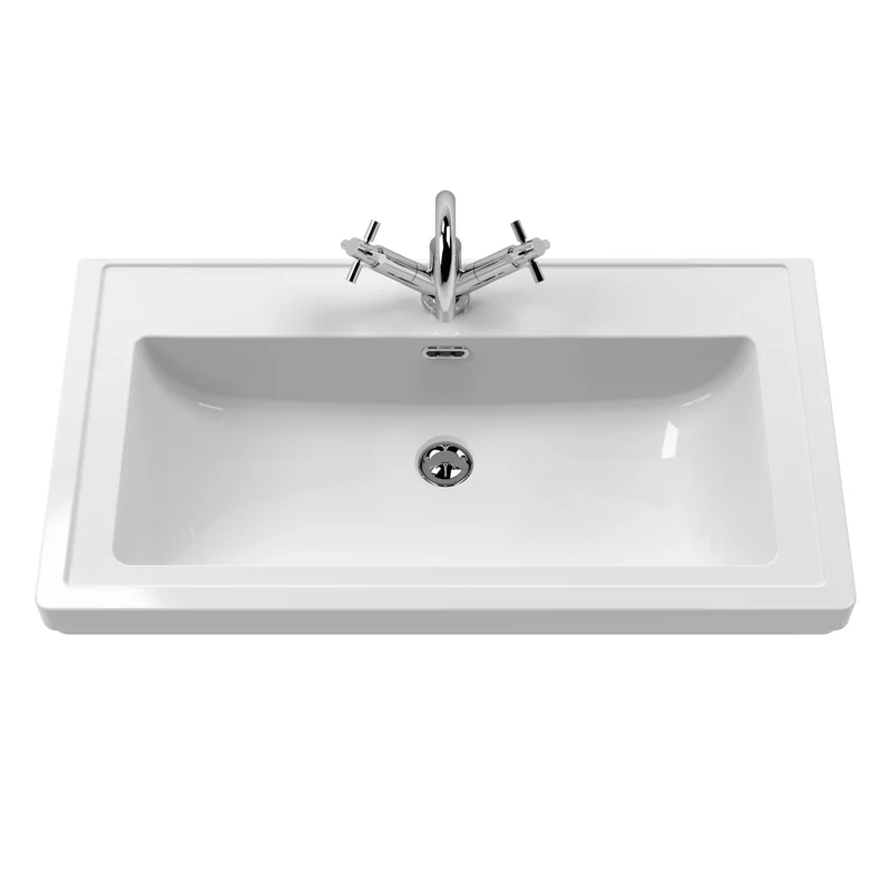 Classique 800mm Floor Standing Vanity Unit With 2 Doors With Fireclay Basin - Satin Green
