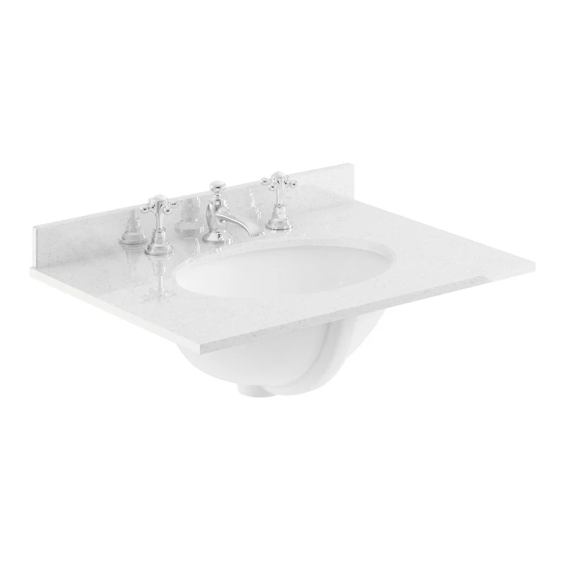 Classique 600mm Wall Hung Vanity Unit With 1 Drawer With White Marble Worktop With Round Basin - Satin Soft Black