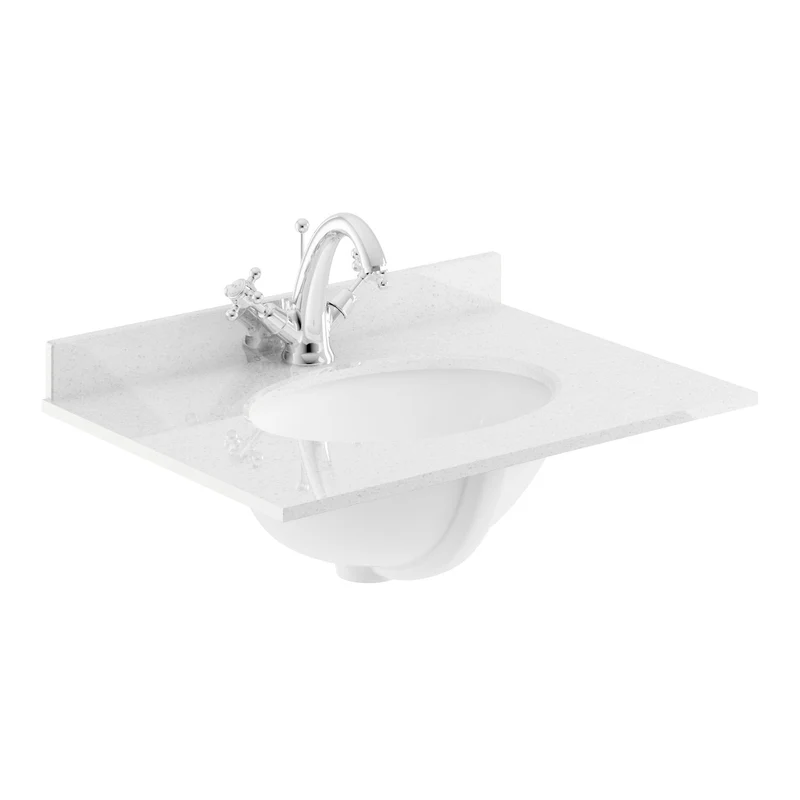 Classique 600mm Wall Hung Vanity Unit With 1 Drawer With Grey Marble Worktop With Round Basin - Satin Green