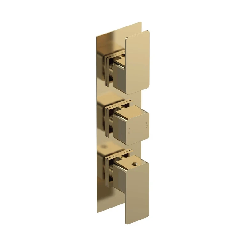 Nuie Windon Triple Thermostatic Valve Contemporary Brushed Brass Brass ABS 280x80x135mm