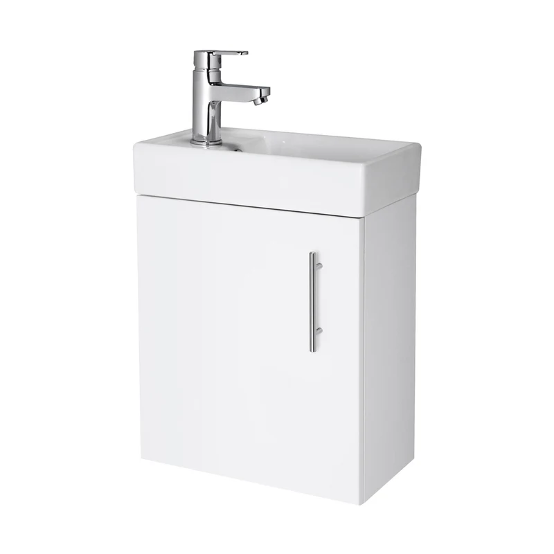 Nuie Vault 400mm Wall Hung Vanity & Basin Contemporary Gloss White MFC Painted Gloss 438x400x222mm