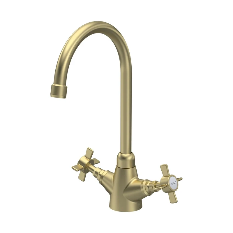Nuie Traditional Mono Sink Mixer Brushed Brass Brass 345x180x165mm